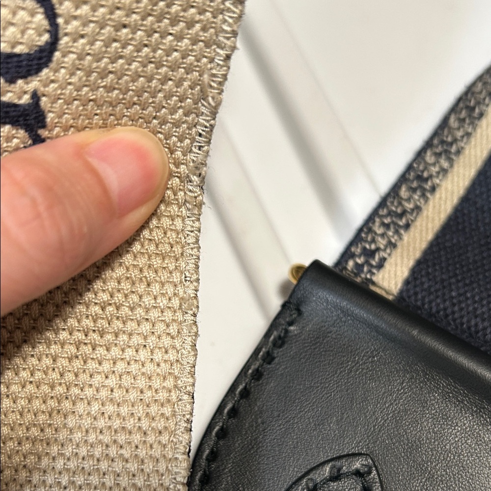 Dior Navy and Beige CHRISTIAN DIOR Woven Canvas Strap - Picture 8 of 12